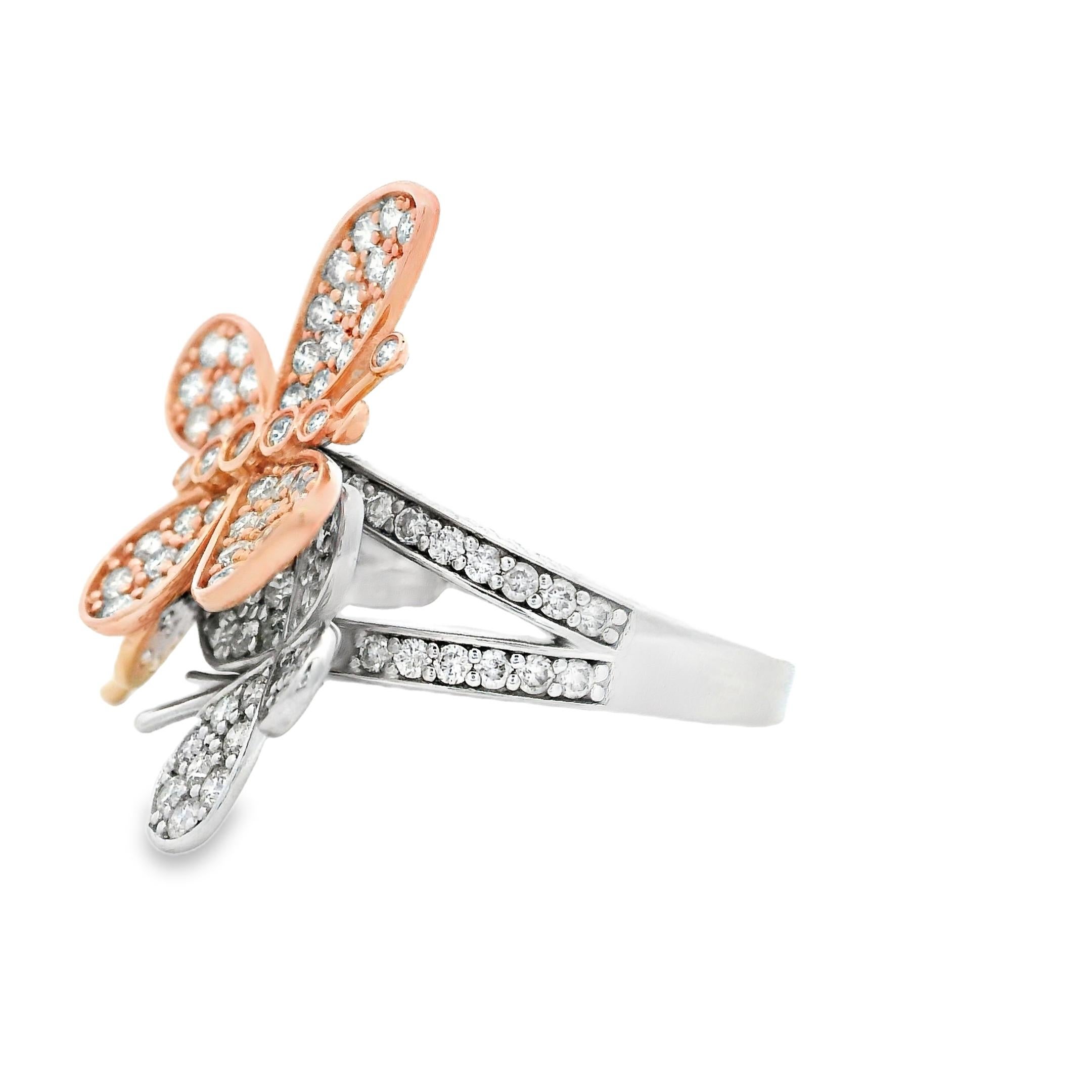 Diamantband Ring aus 14K dreifarbigem Gold mit 1,69 Karat Größe 7 (Zeitgenössisch) im Angebot