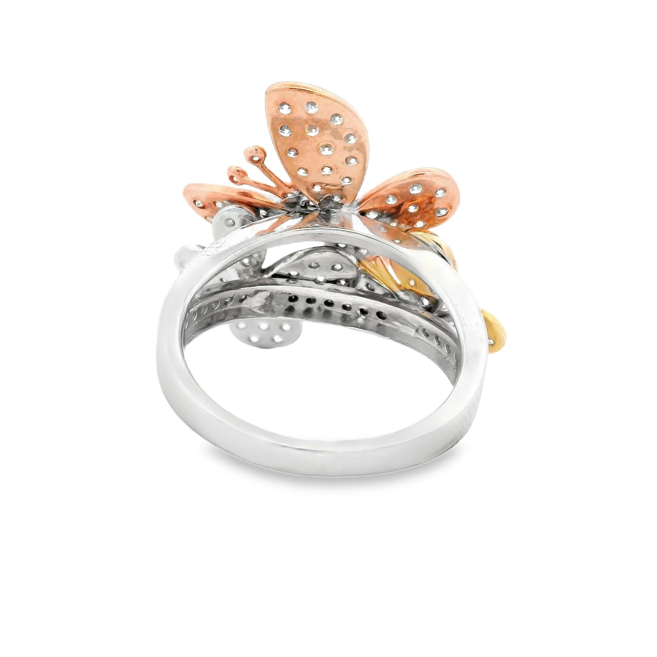 Diamantband Ring aus 14K dreifarbigem Gold mit 1,69 Karat Größe 7 im Zustand „Neu“ im Angebot in New York, NY