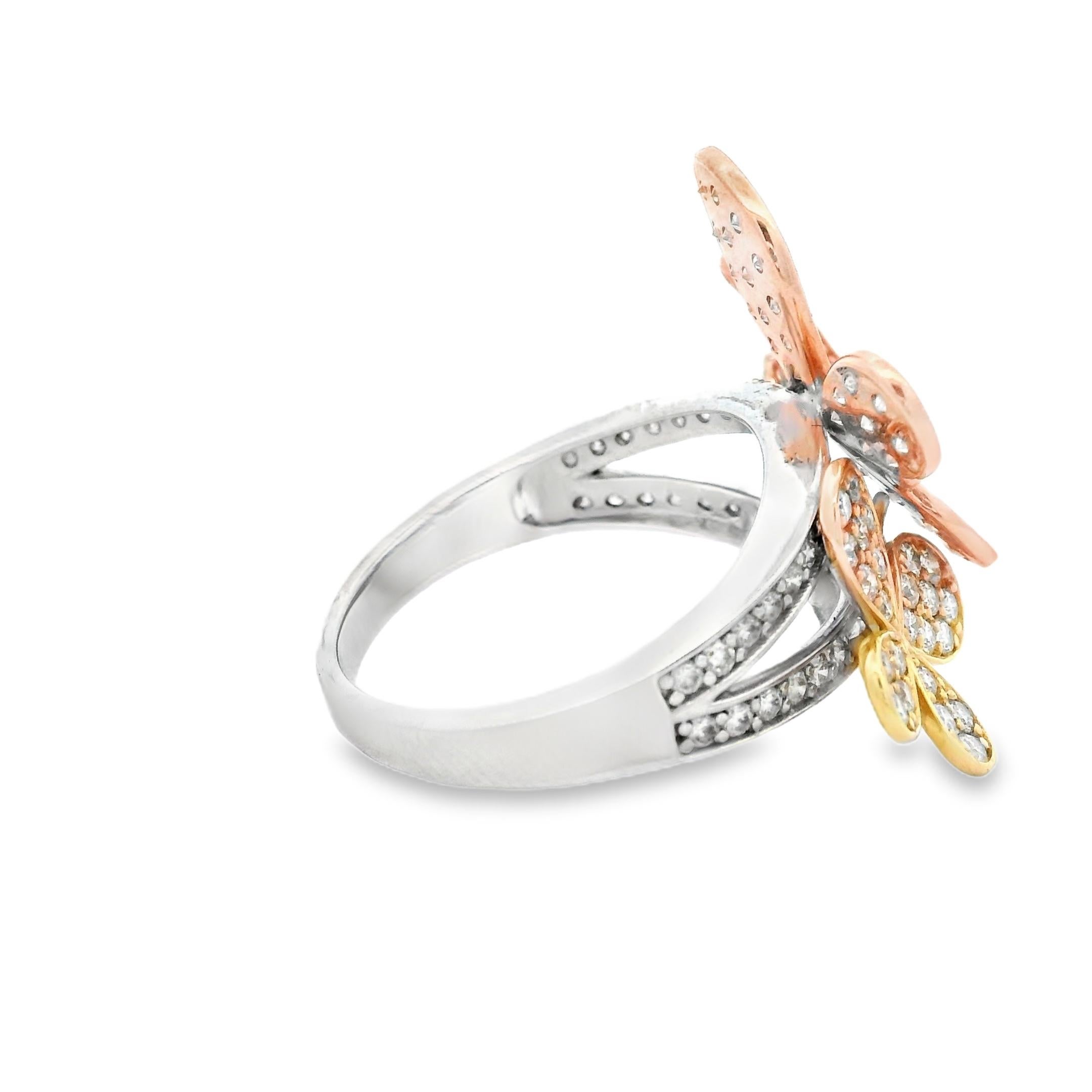 Diamantband Ring aus 14K dreifarbigem Gold mit 1,69 Karat Größe 7 im Angebot 1