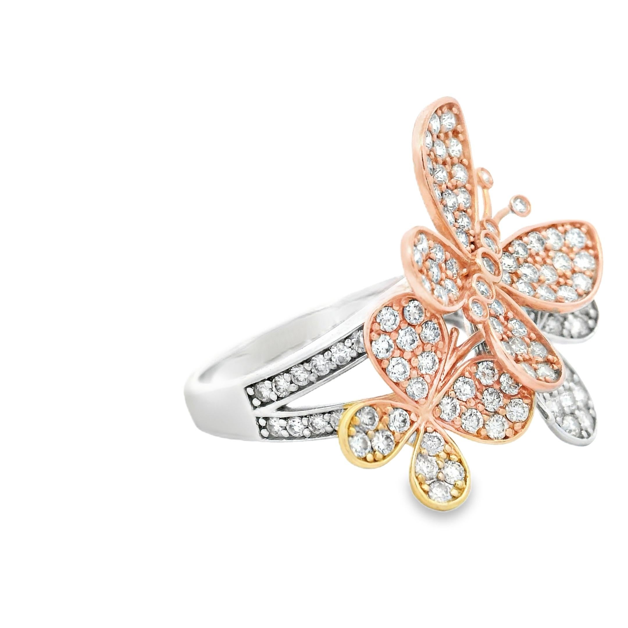 Diamantband Ring aus 14K dreifarbigem Gold mit 1,69 Karat Größe 7 im Angebot 2