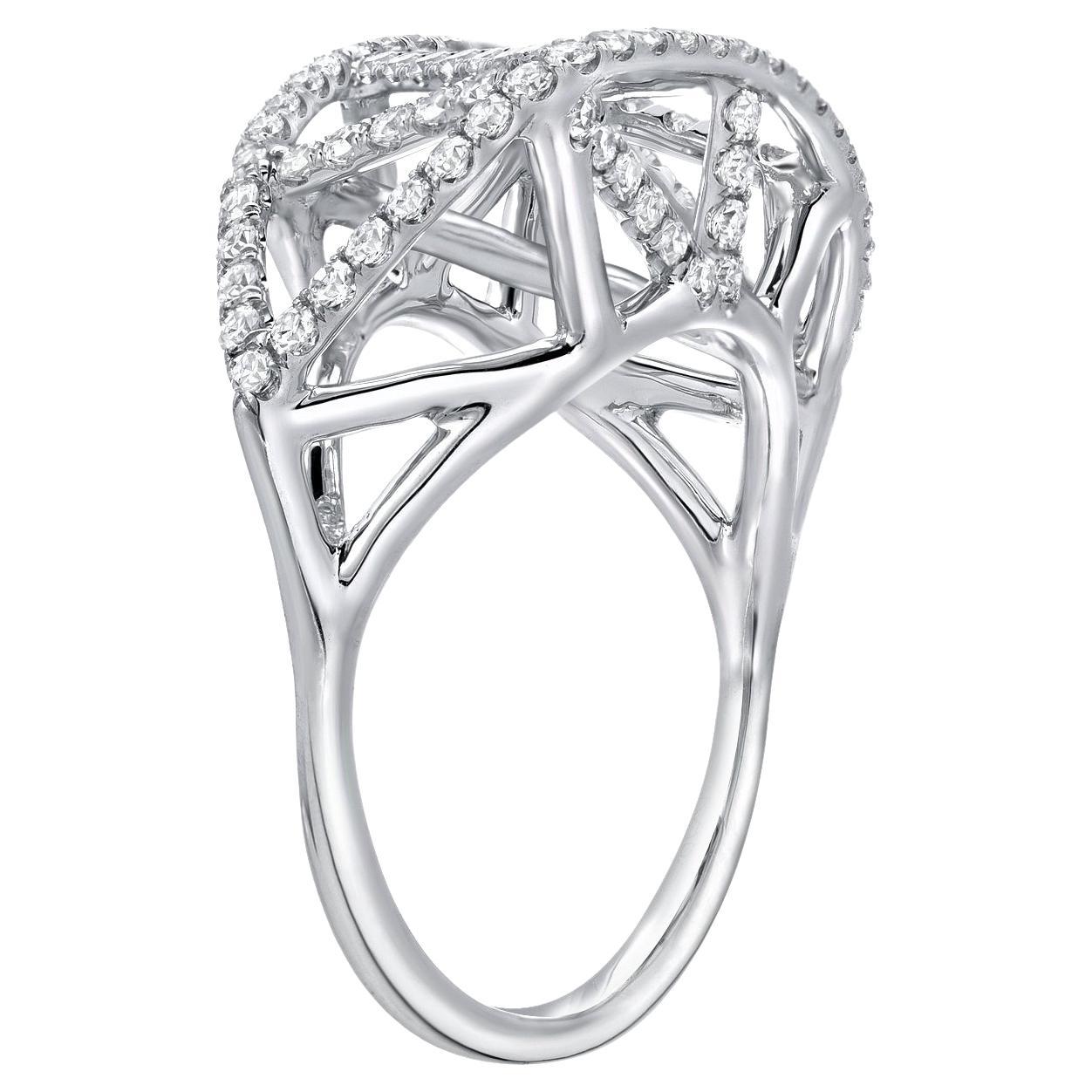 Contemporary Diamond Ring 0.65 Carats Lattice Ring For Sale
