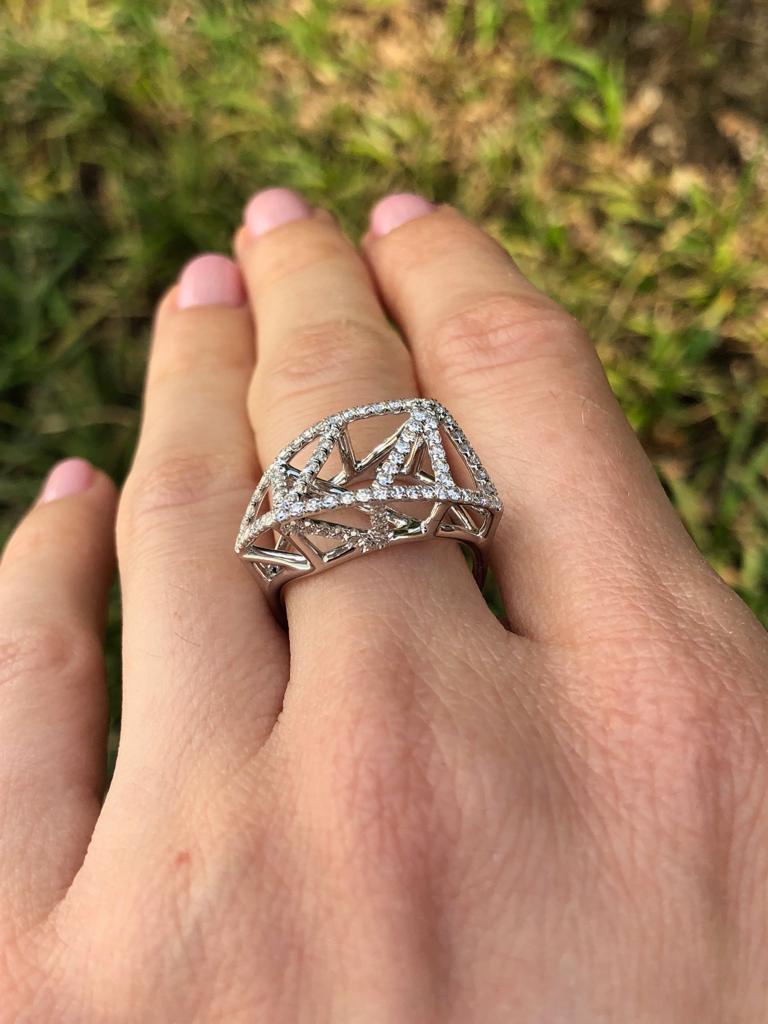 Women's Diamond Ring 0.65 Carats Lattice Ring For Sale