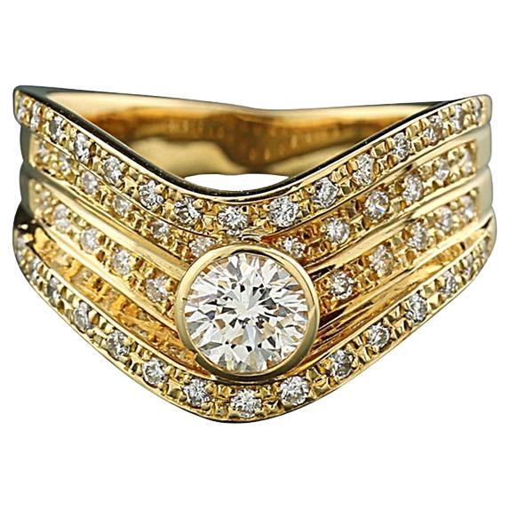 Diamond Ring 1.00 Carat 18-Karat Yellow Gold "Rolling Waves"