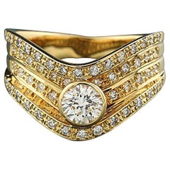 Diamond Ring 1.00 Carat 18-Karat Yellow Gold "Rolling Waves"