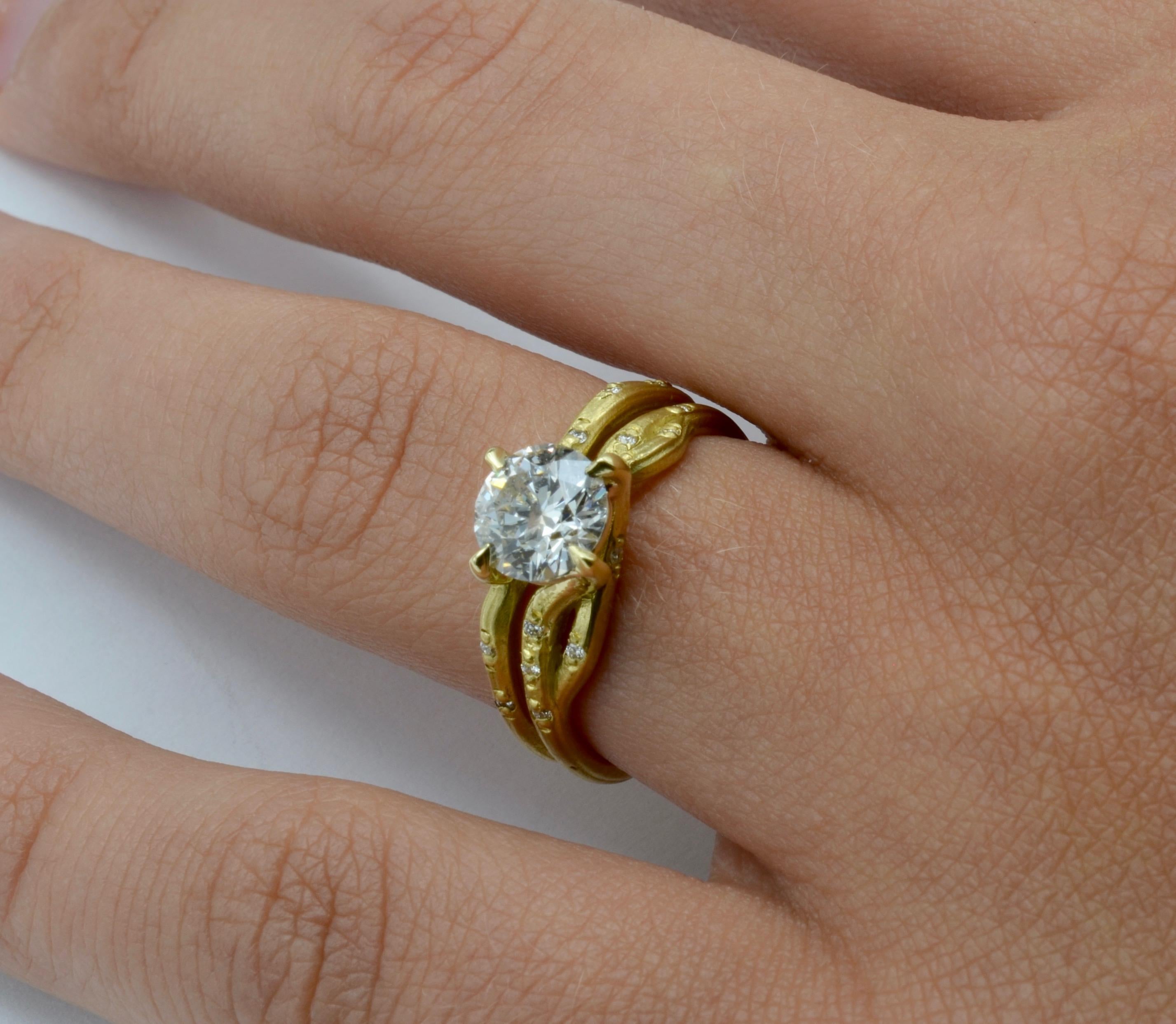 Alternative Engagement Ring 1.18 ct Diamond Old Mine Cut in 18K yellow gold In Excellent Condition In Berkeley, CA