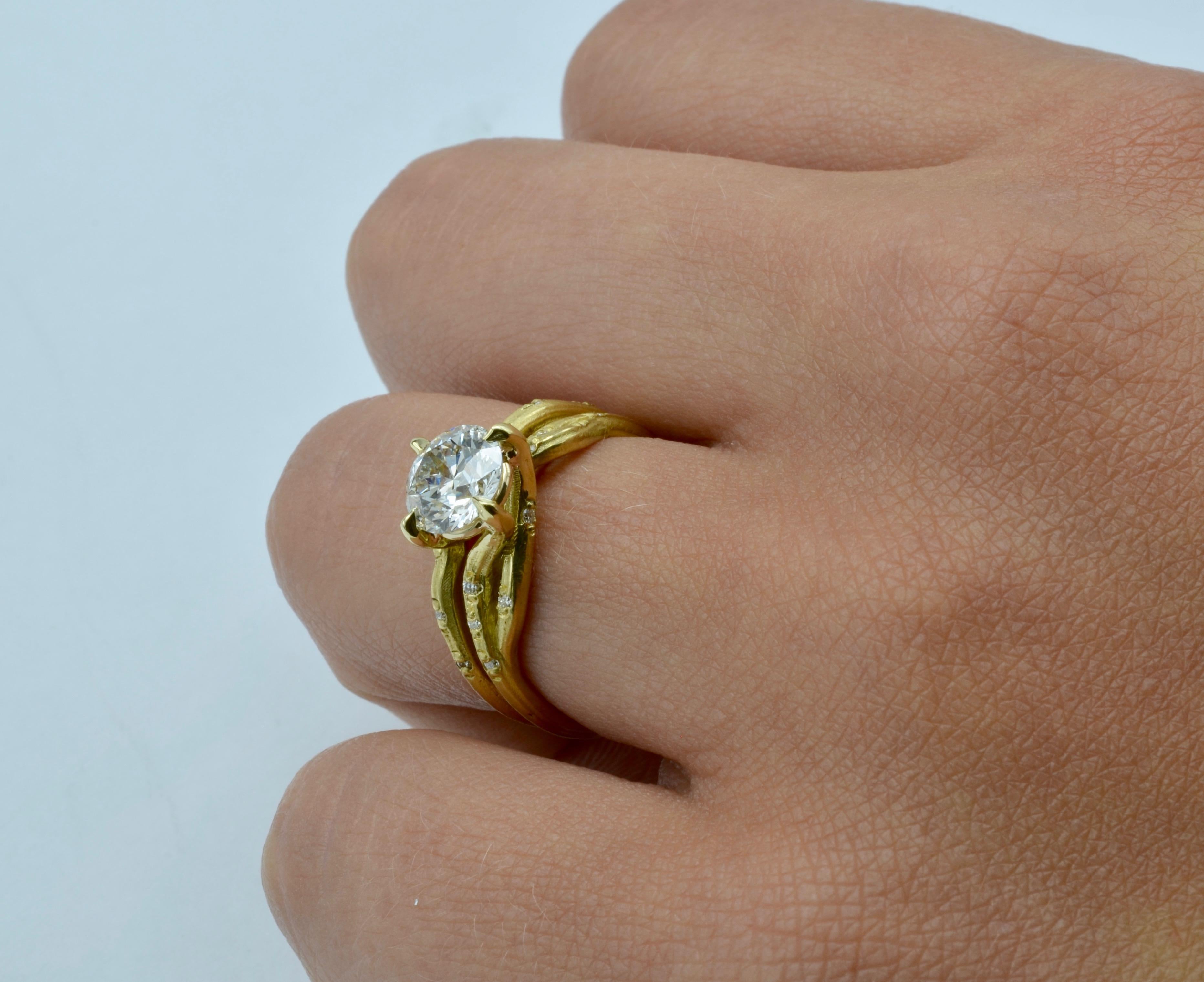 Women's Alternative Engagement Ring 1.18 ct Diamond Old Mine Cut in 18K yellow gold