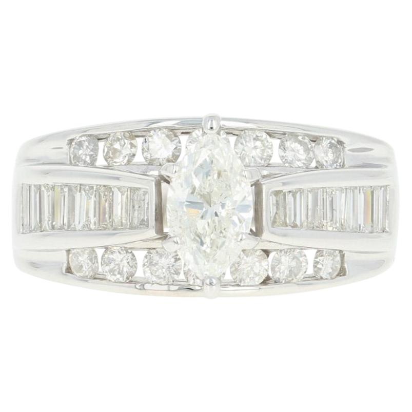 Diamond Ring, 14 Karat Gold All-in-One Wedding Band Marquise 1.50 Carat