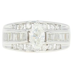 Diamond Ring, 14 Karat Gold All-in-One Wedding Band Marquise 1.50 Carat
