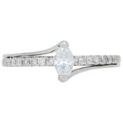 Diamond Ring, 14 Karat White Gold Solitaire with Accents Fine .52 Carat