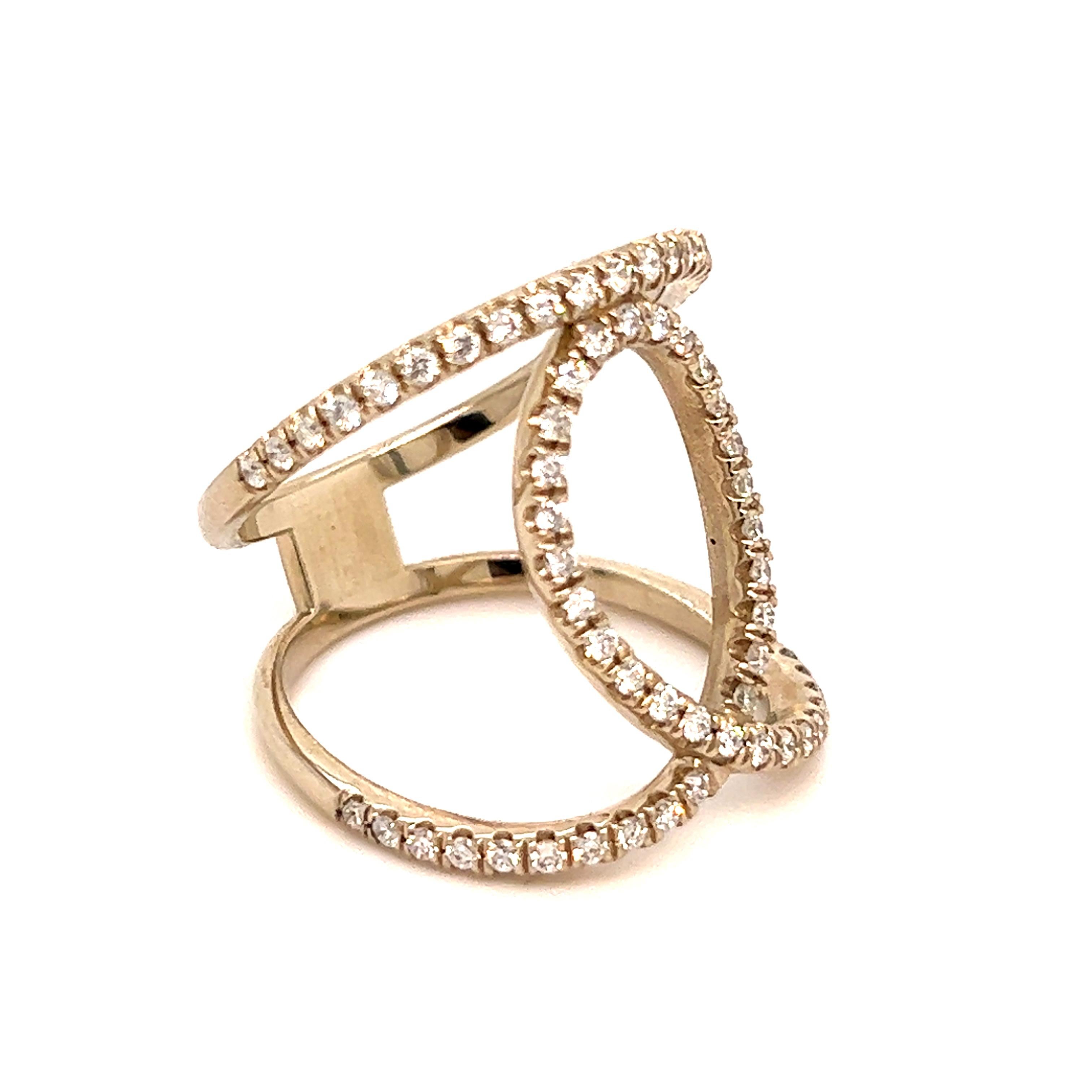 Women's Diamond Ring 14k Gold 0.85 TCW Certified For Sale