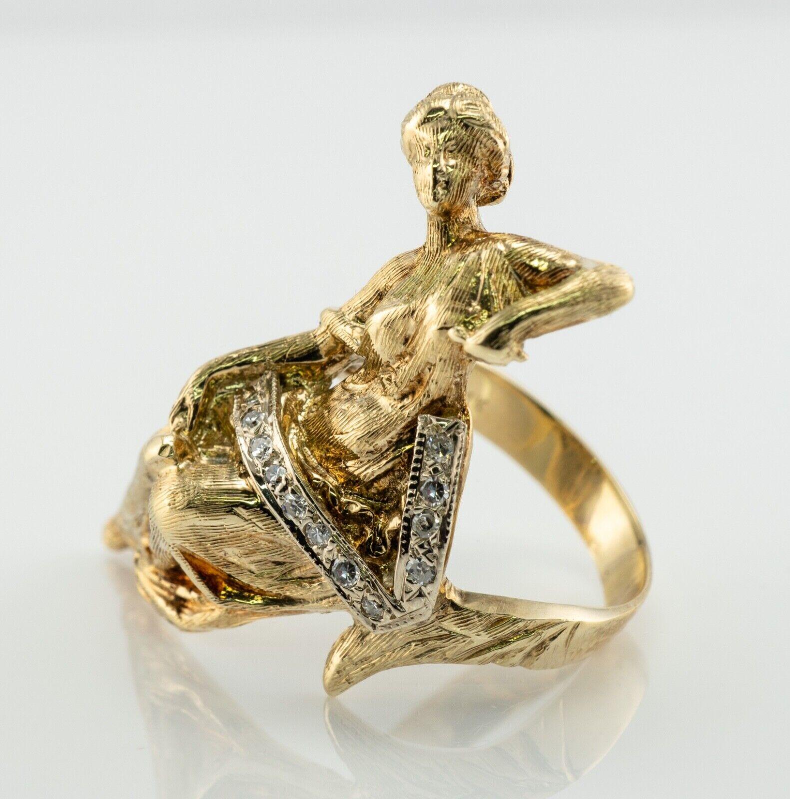 Rough Cut  Diamond Ring 14K Gold Ancient Greek Mythology Goddess of Hope For Sale
