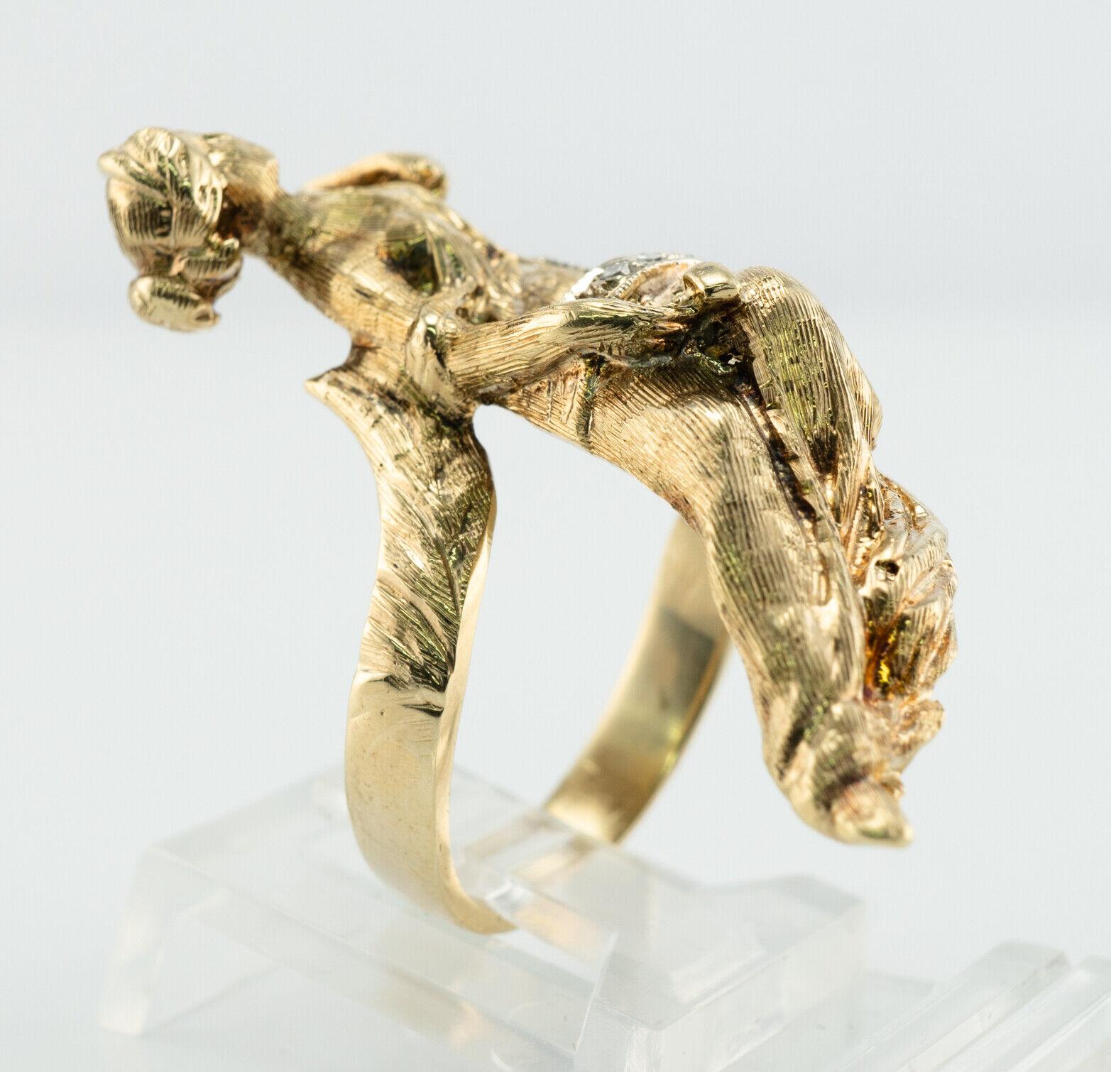 Women's  Diamond Ring 14K Gold Ancient Greek Mythology Goddess of Hope For Sale