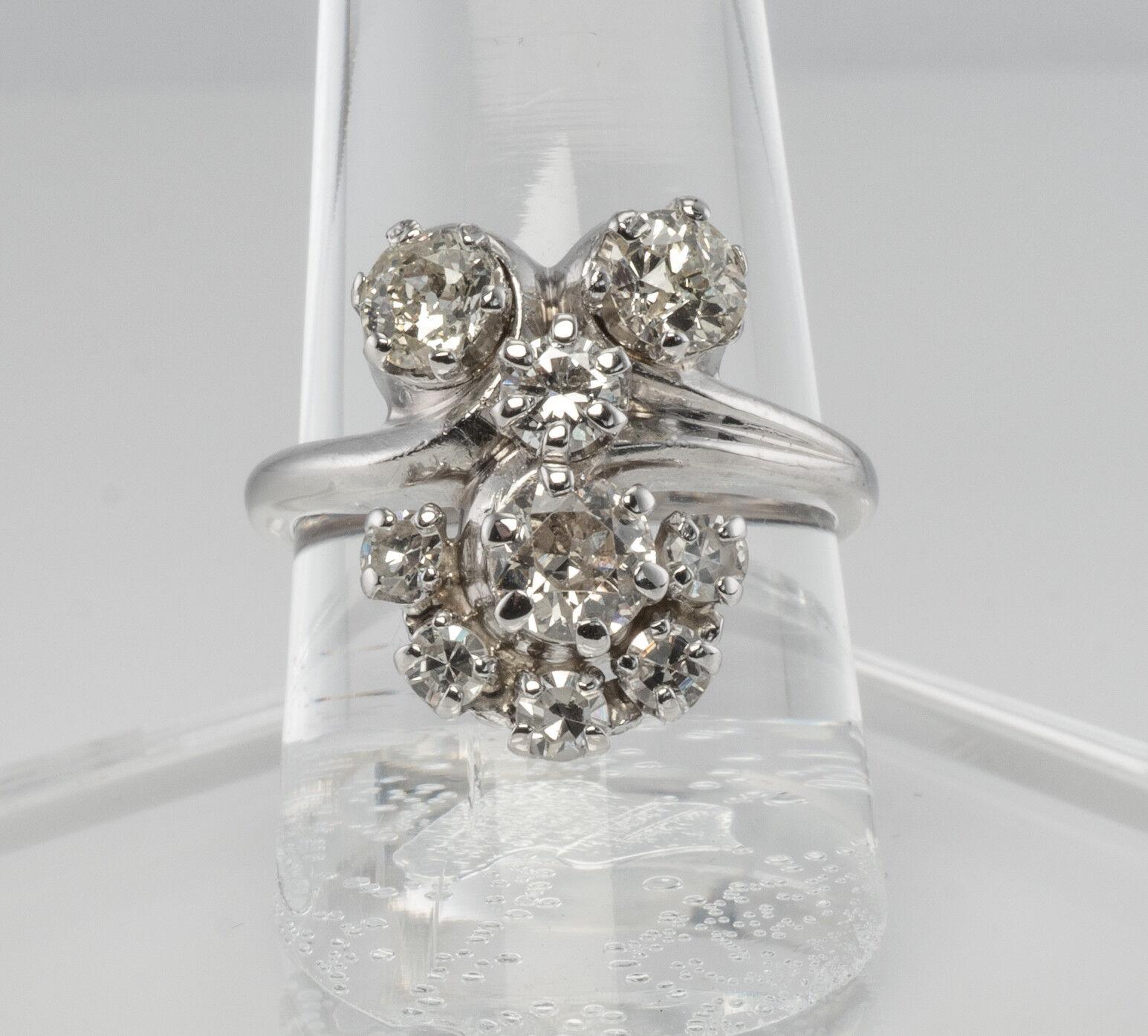 Diamant-Ring 14K Gold Blume Vintage von Haco 1,45 TDW im Angebot 5