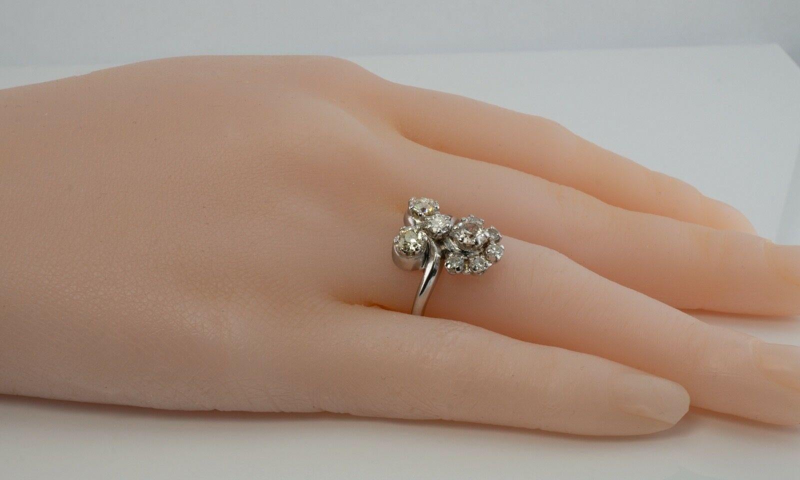 Bague fleur vintage en or 14 carats par Haco 1,45 TDW en vente 1