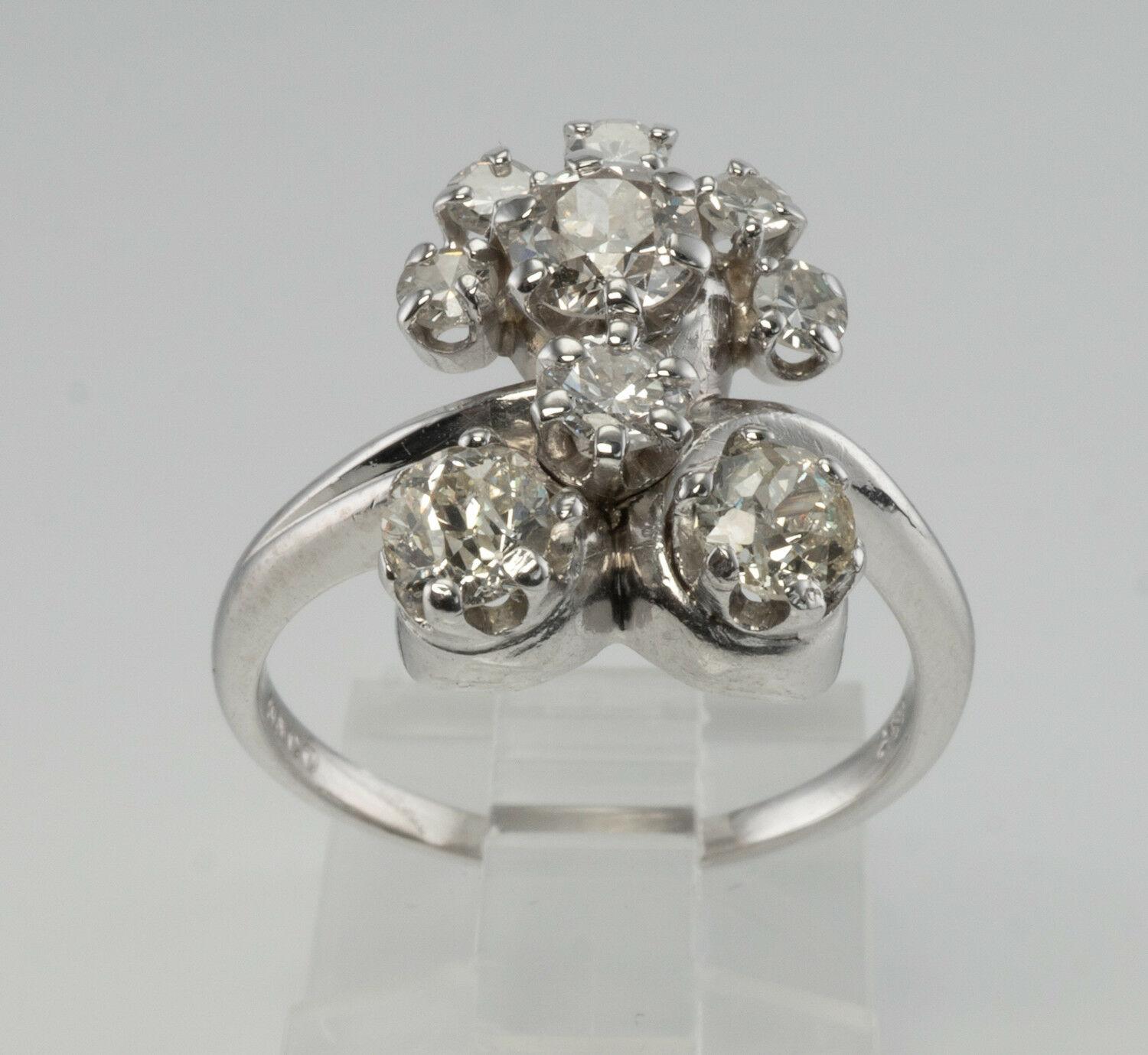 Diamond Ring 14K Gold Flower Vintage by Haco 1.45 TDW For Sale 3