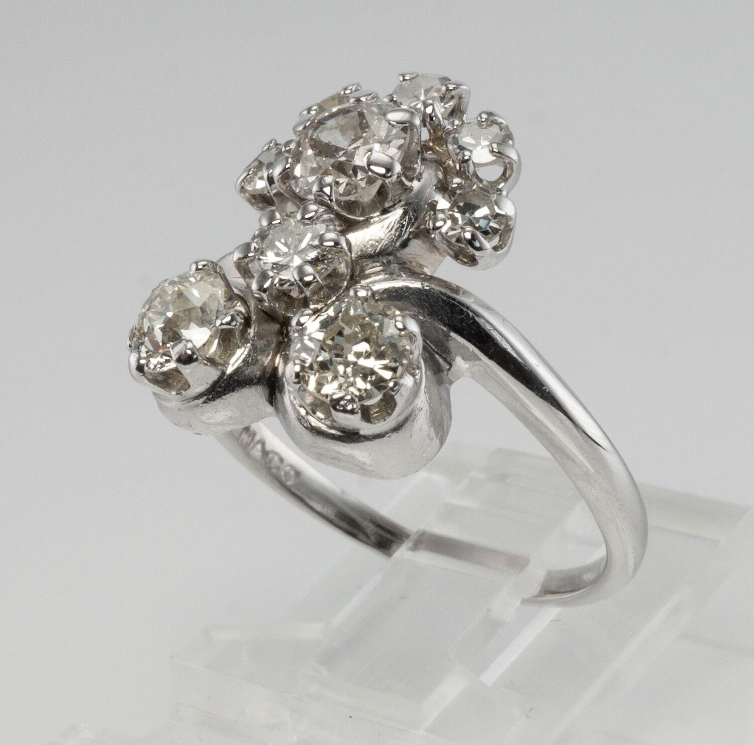 Diamant-Ring 14K Gold Blume Vintage von Haco 1,45 TDW im Angebot 4
