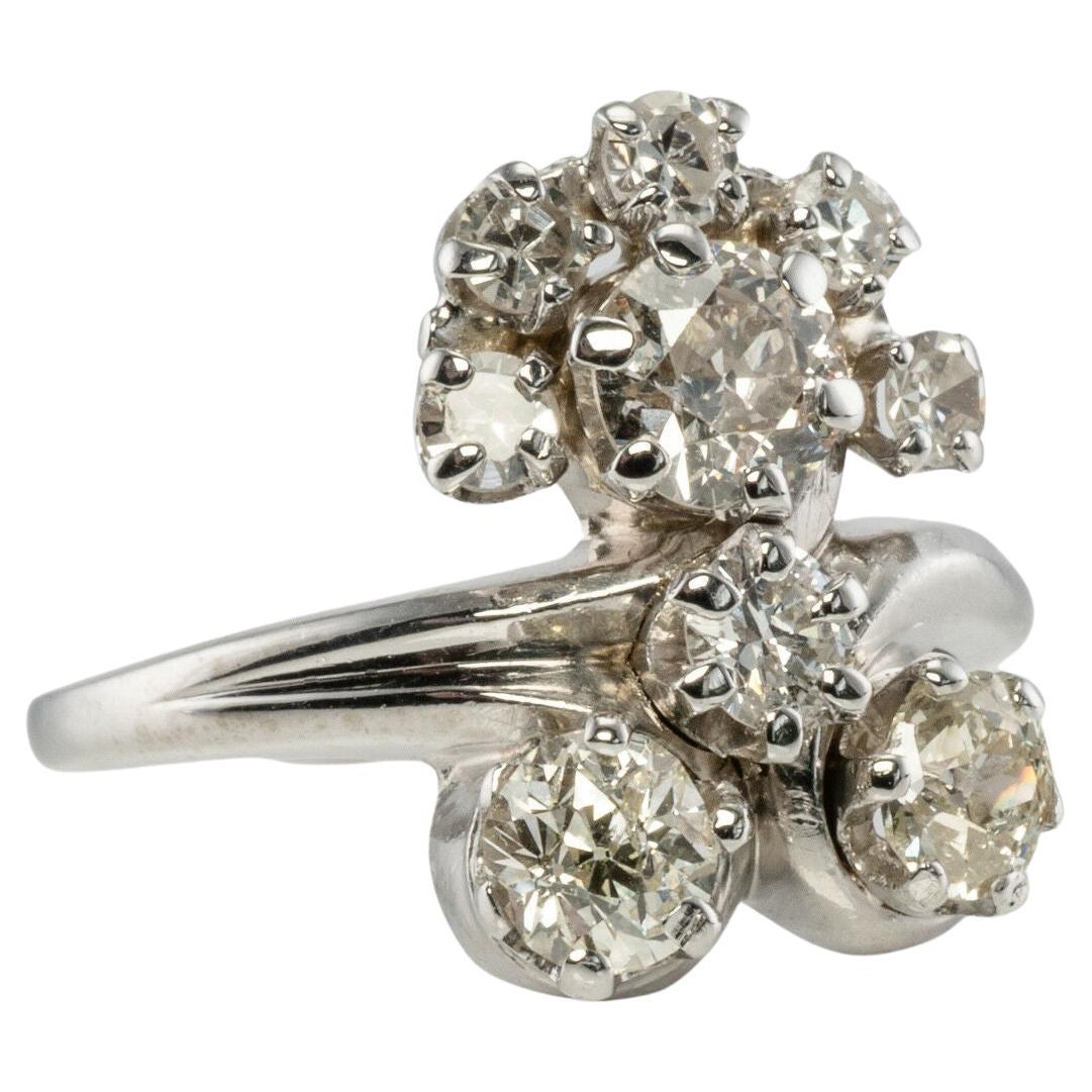 Diamant-Ring 14K Gold Blume Vintage von Haco 1,45 TDW im Angebot