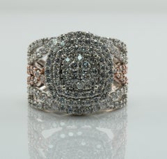 Diamond Ring 14K White and Rose Gold 2.60 TDW Cluster Cocktail