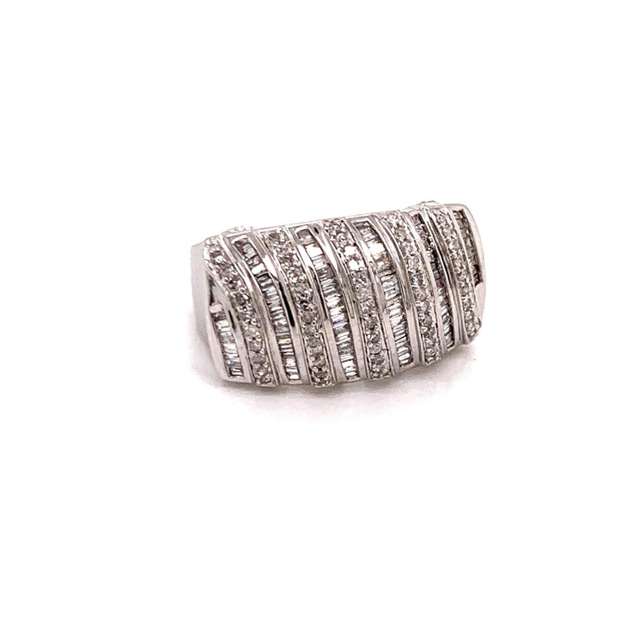 Modern Diamond Ring 14k White Gold 0.72 TCW Statement Women Certified For Sale
