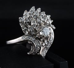 Diamond Ring 14K White Gold 1.25 TDW Round Single Vintage Cluster