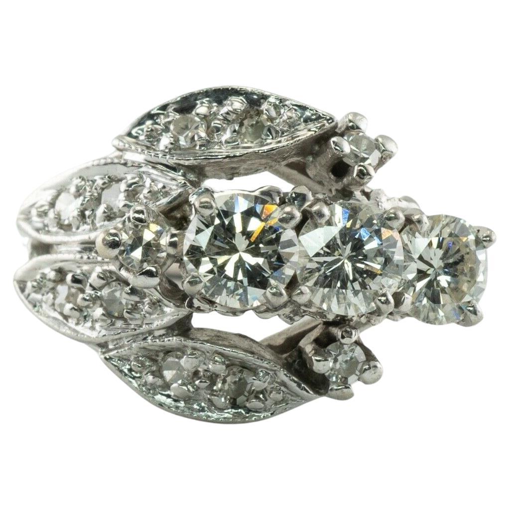 Diamantring aus 14-karätigem Weißgold, Vintage-Ring aus den 1950er Jahren