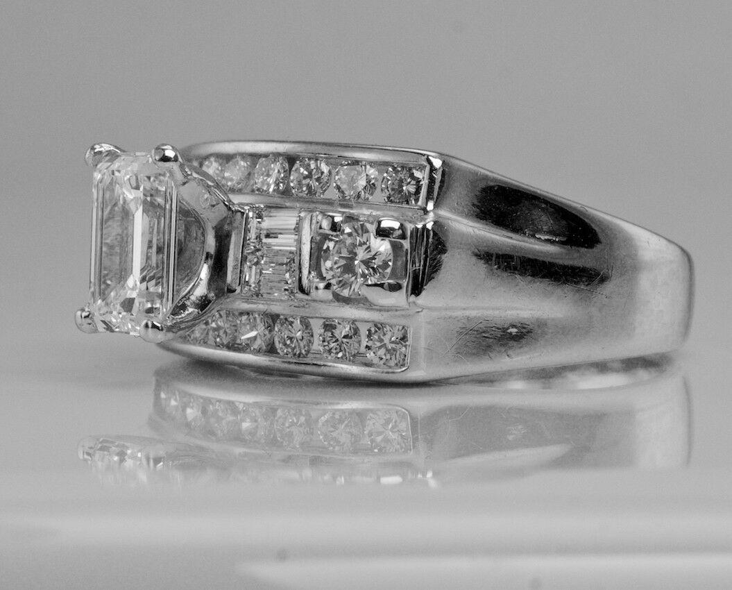 Diamond Ring 14K White Gold Band 1.14 TDW Engagement For Sale 5