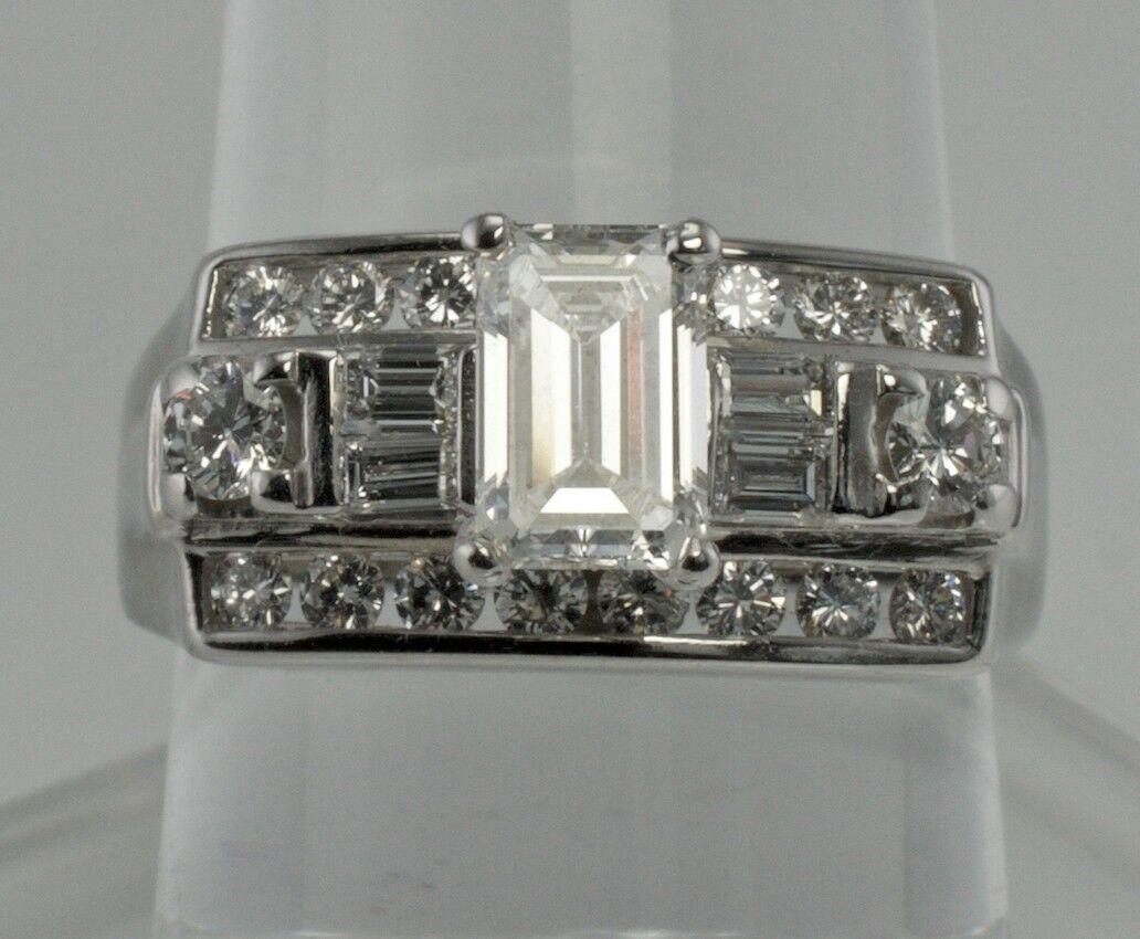 Diamond Ring 14K White Gold Band 1.14 TDW Engagement For Sale 6