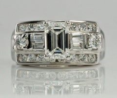 Diamond Ring 14K White Gold Band 1.14 TDW Engagement