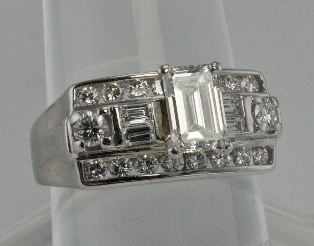 Women's Diamond Ring 14K White Gold Band 1.14 TDW Engagement For Sale