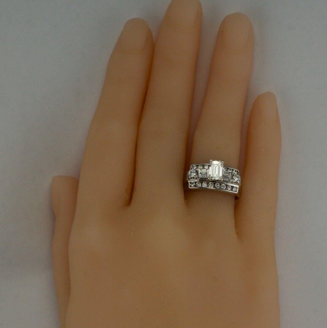 Anello con diamante in oro bianco 14K 1,14 TDW per il fidanzamento in vendita 1