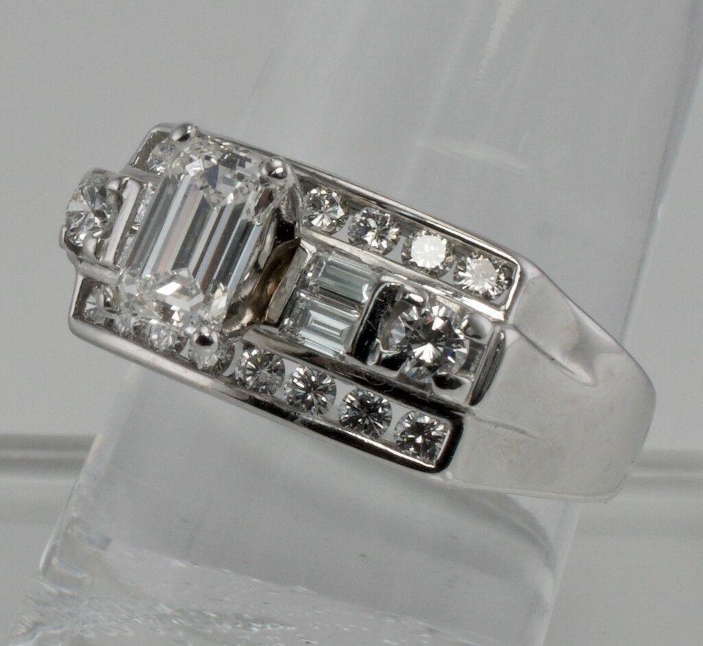 Diamond Ring 14K White Gold Band 1.14 TDW Engagement For Sale 2
