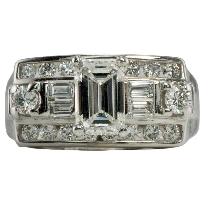Diamond Ring 14K White Gold Band 1.14 TDW Engagement For Sale