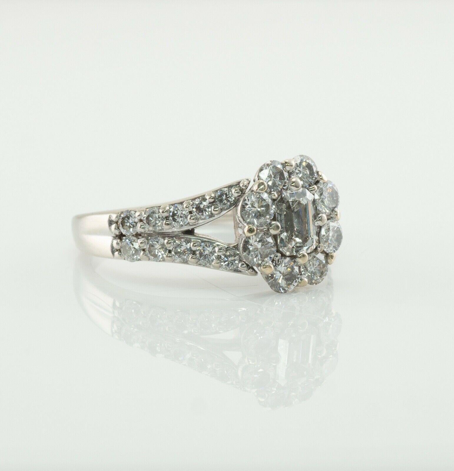 Diamond Ring 14K White Gold Band 1.36 TDW Engagement For Sale 5