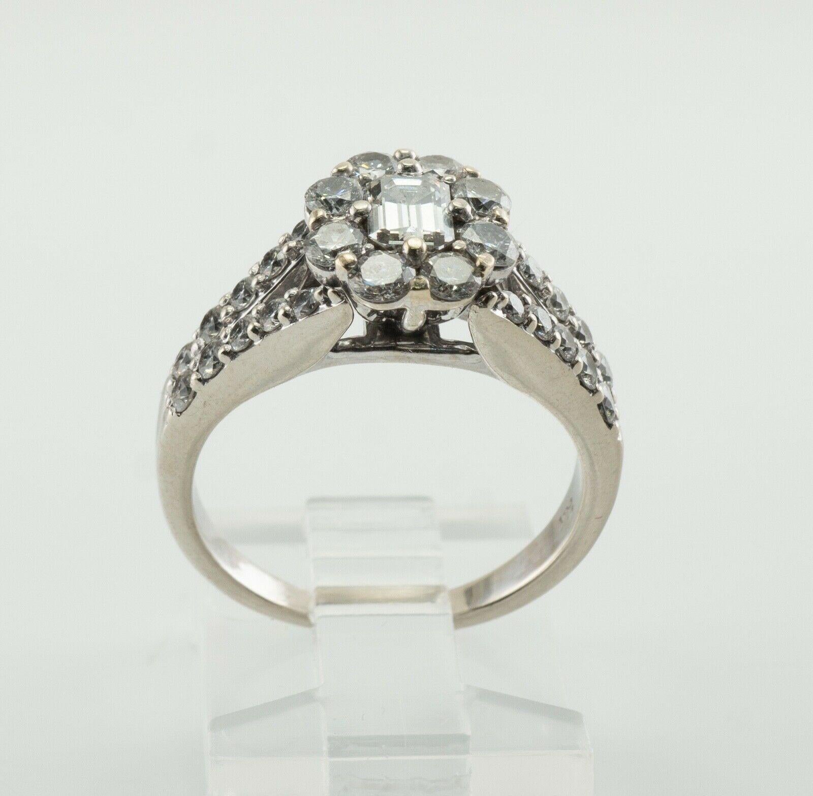 Diamond Ring 14K White Gold Band 1.36 TDW Engagement For Sale 8