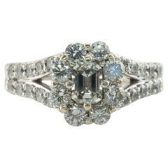 Vintage Diamond Ring 14K White Gold Band 1.36 TDW Engagement