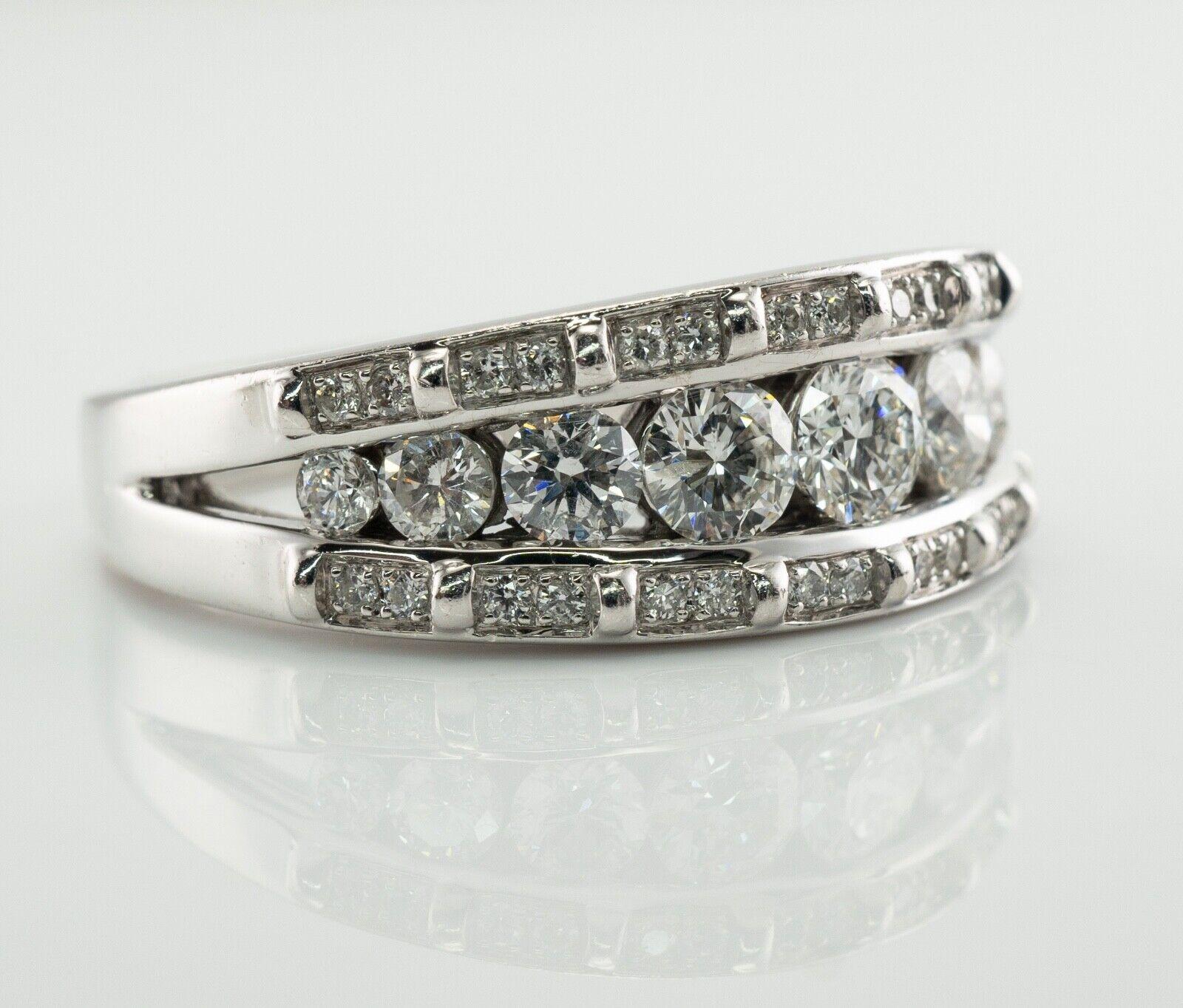 Taille ronde Bague de mariage en or blanc 14 carats 1,39 TDW en vente