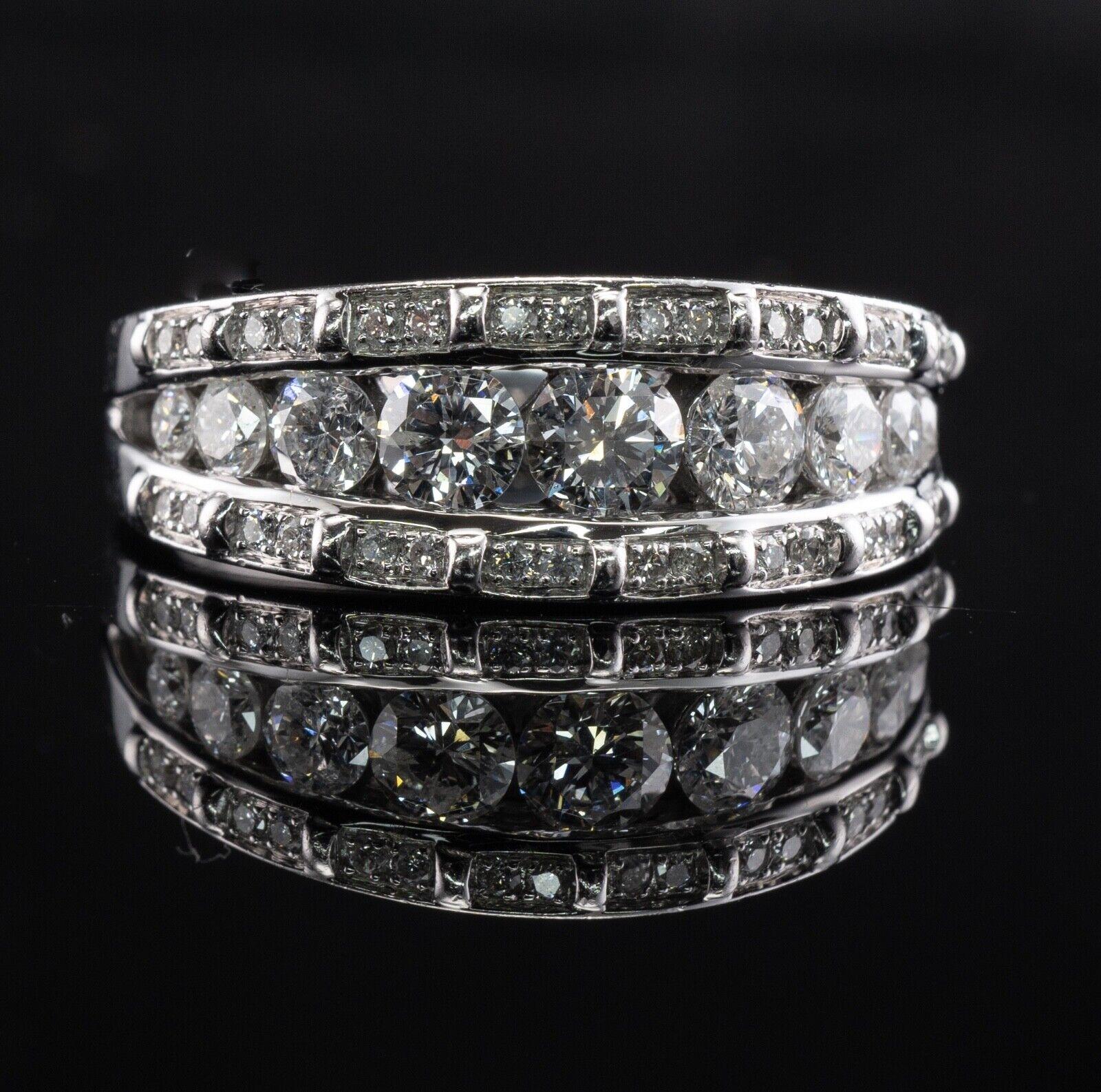 Bague de mariage en or blanc 14 carats 1,39 TDW en vente 1