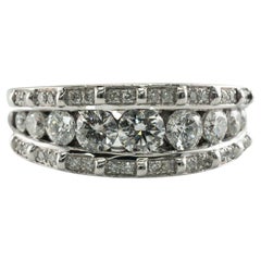 Vintage Diamond Ring 14K White Gold Band 1.39 TDW Wedding