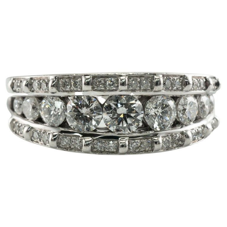 Diamond Ring 14K White Gold Band 1.39 TDW Wedding For Sale at 1stDibs