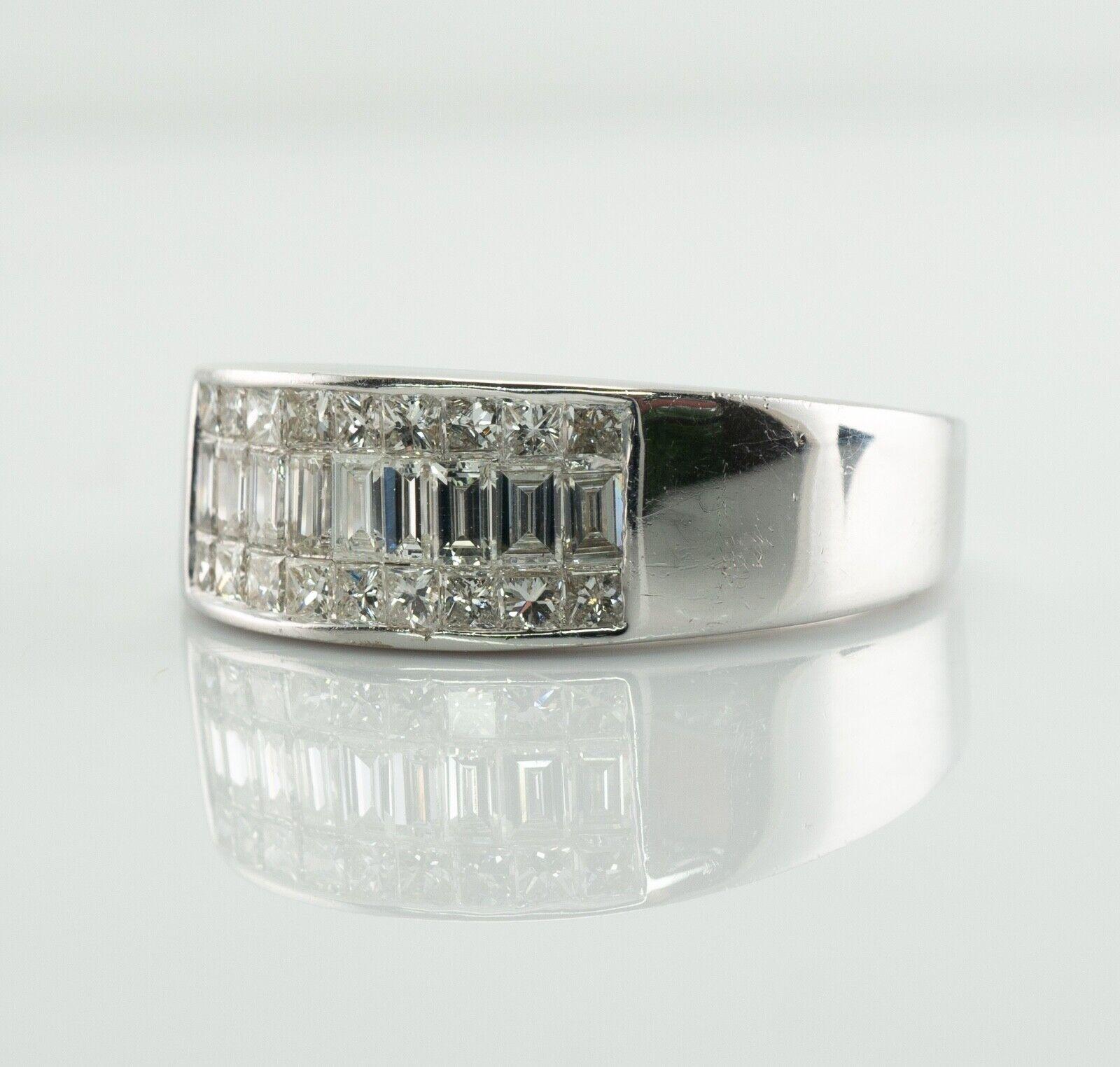 Bague d'anniversaire ou de mariage en or blanc 14 carats avec diamants 1,80 carat Pour hommes en vente