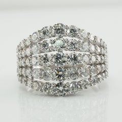 Diamond Ring 14K White Gold Band 2.70 cts TDW Cluster