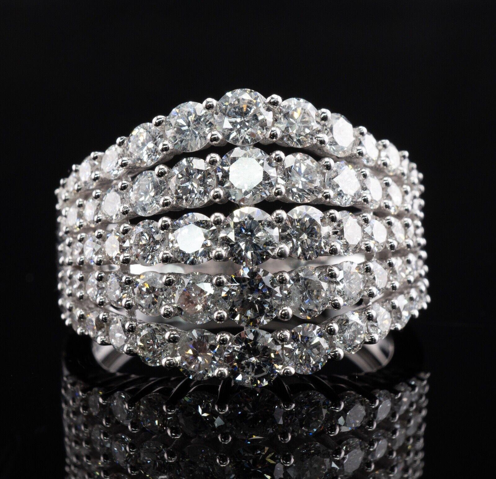 Anello con diamante a fascia in oro bianco 14K 3,00cts TDW Cluster in vendita 3