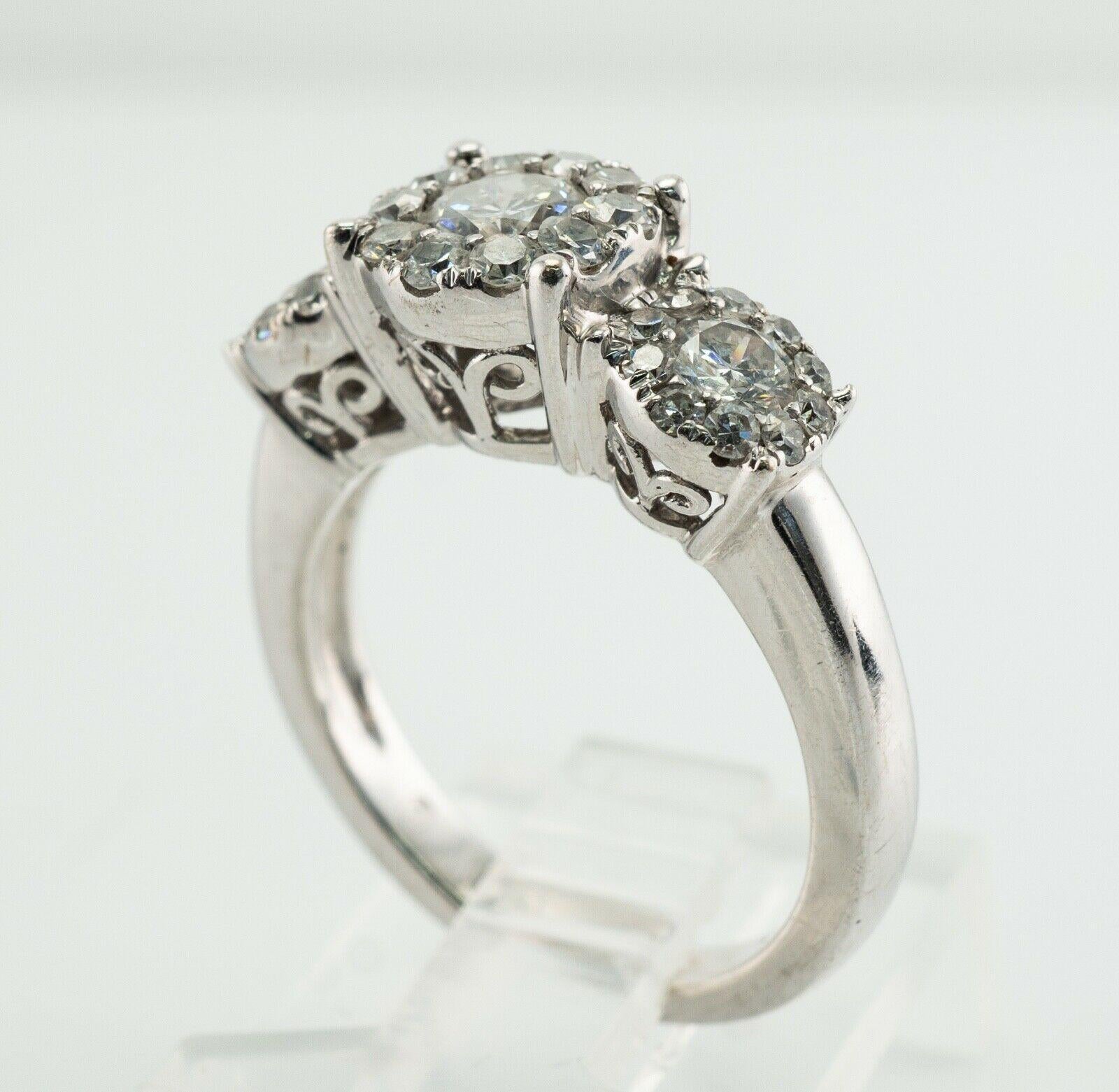 Anillo de diamantes de oro blanco de 14 quilates Halo Boda de compromiso 1,63 TDW en venta 5