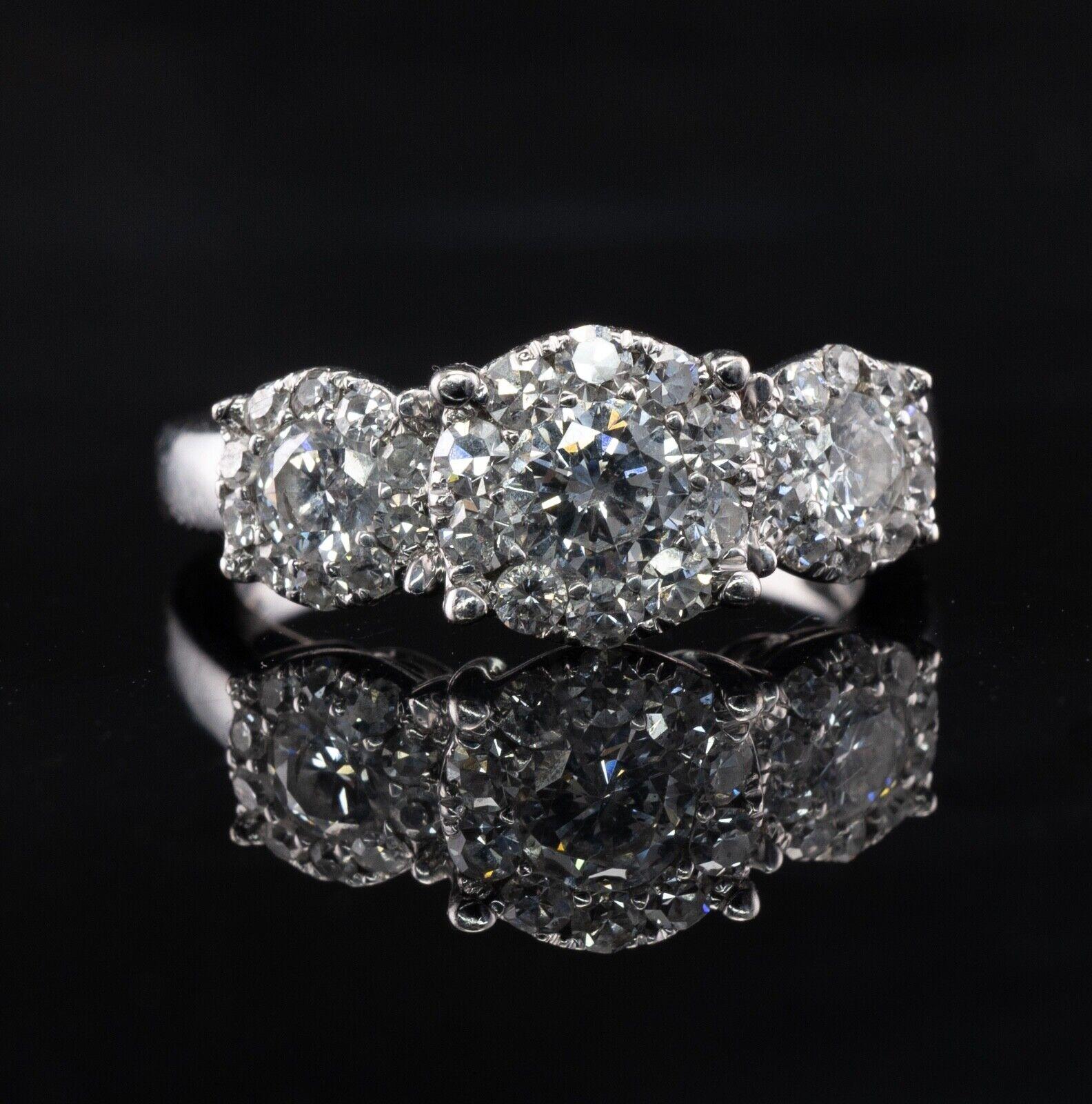 Diamond Ring 14K White Gold Band Halo Engagement Wedding 1.63 TDW For Sale 7