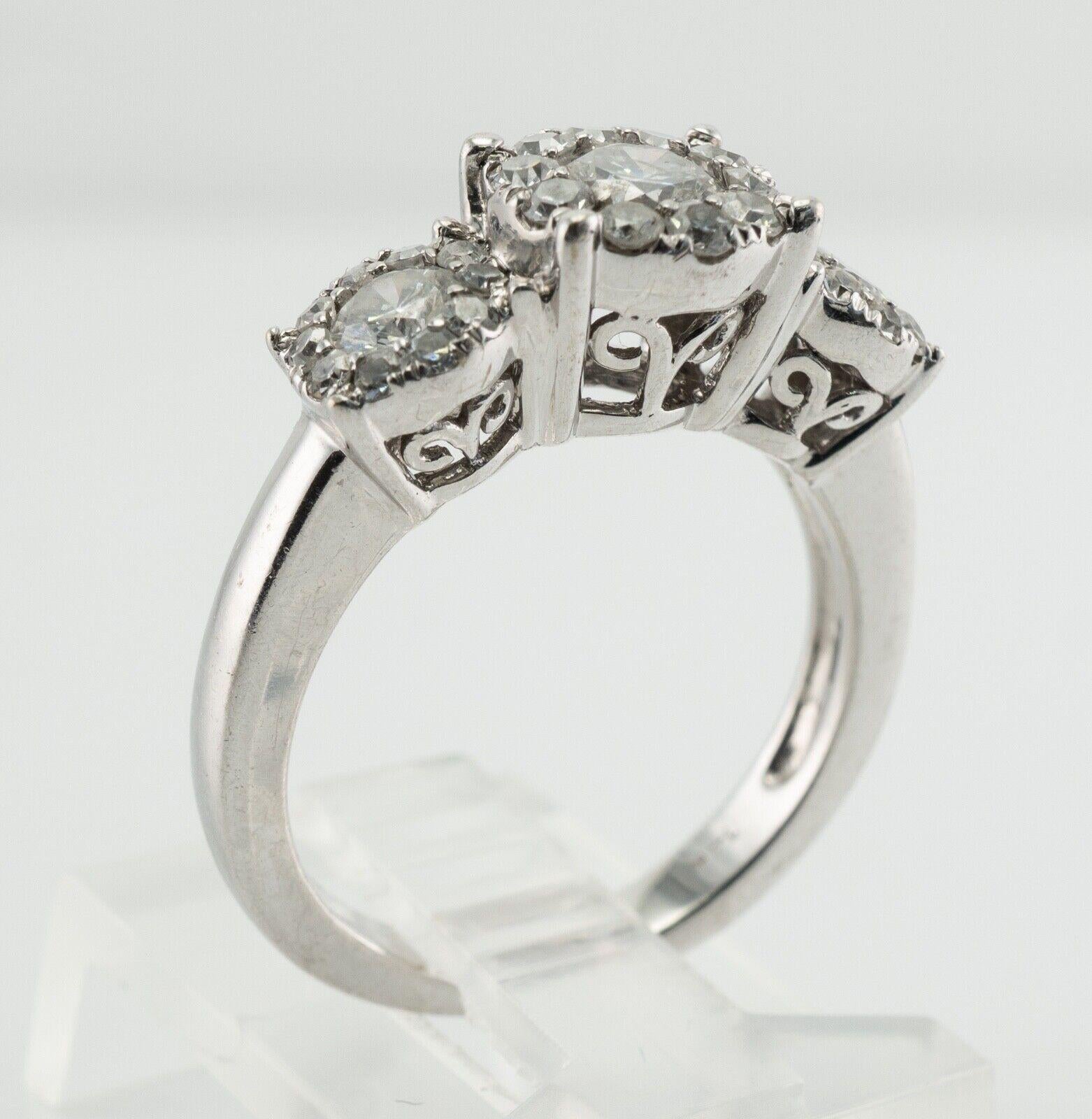 Diamond Ring 14K White Gold Band Halo Engagement Wedding 1.63 TDW For Sale 8