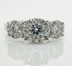 Diamond Ring 14K White Gold Band Halo Engagement Wedding 1.63 TDW