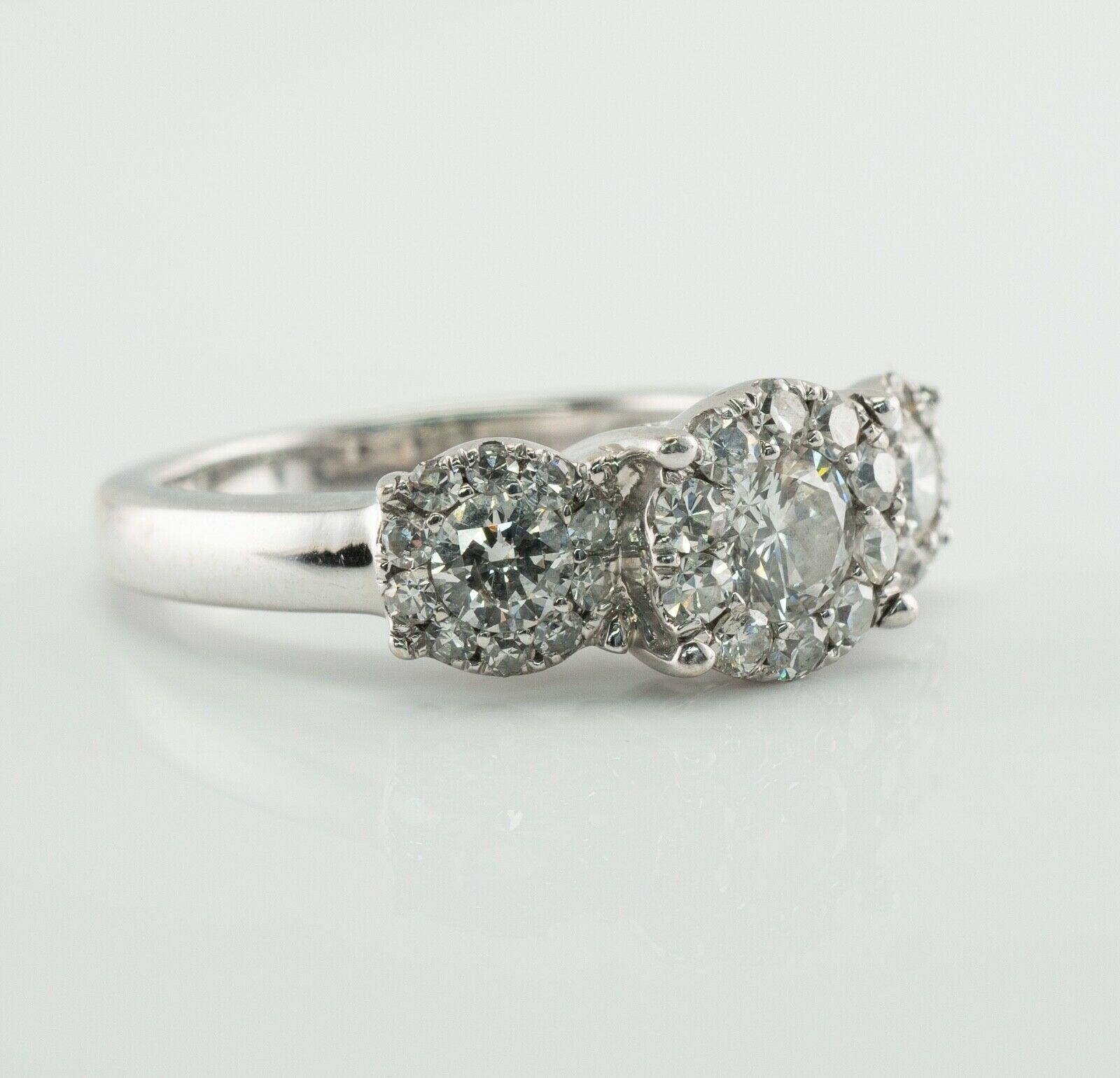 Round Cut Diamond Ring 14K White Gold Band Halo Engagement Wedding 1.63 TDW For Sale