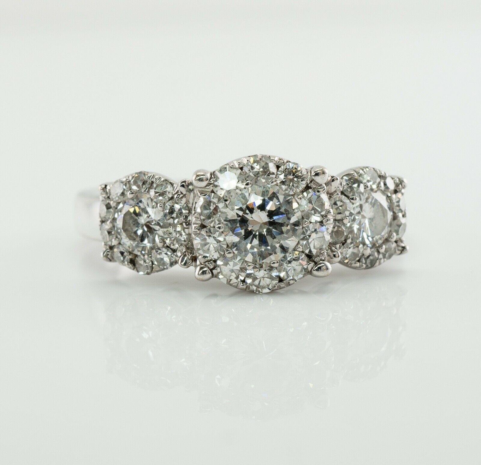 Diamond Ring 14K White Gold Band Halo Engagement Wedding 1.63 TDW For Sale 2