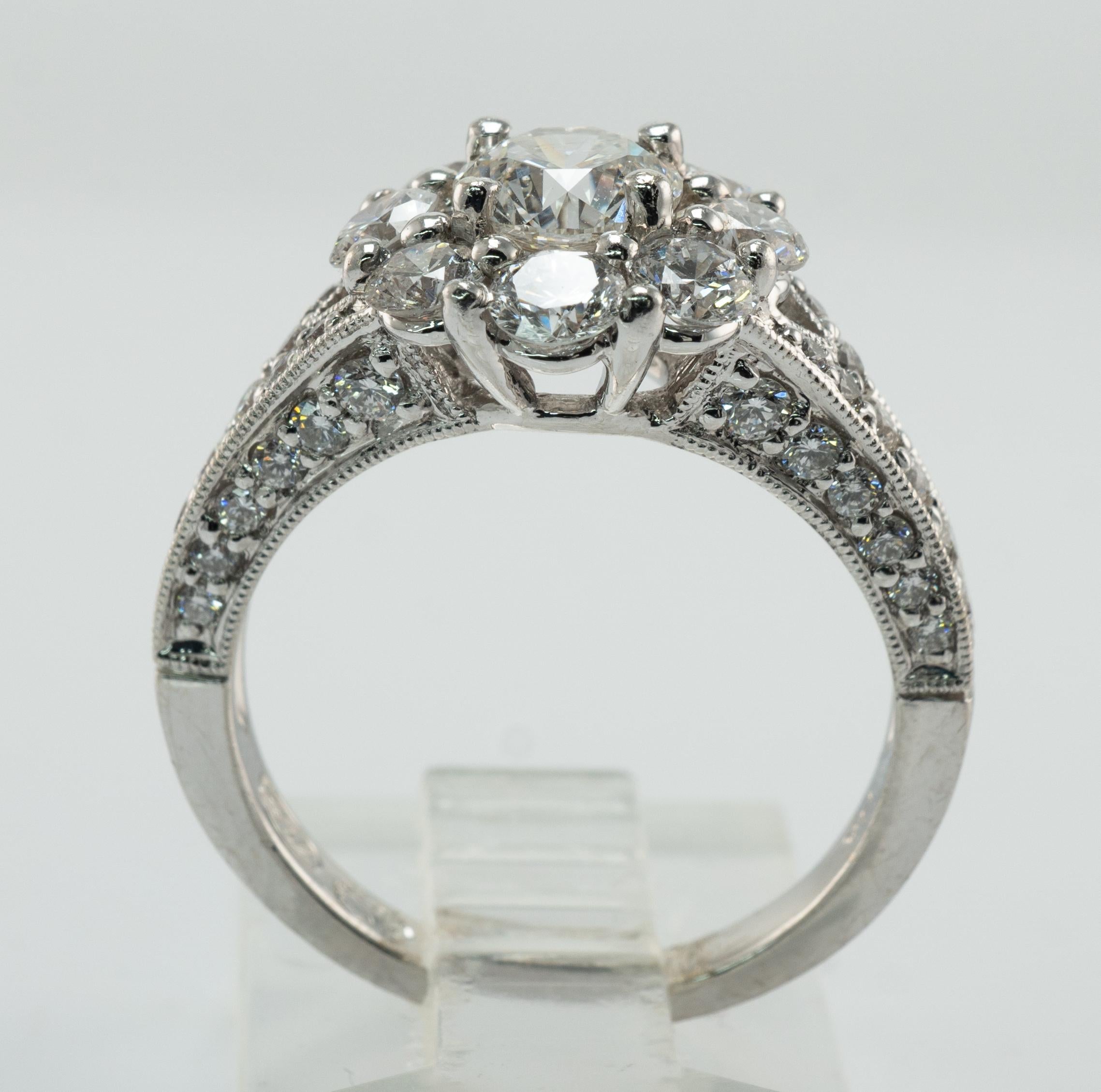 Diamond Ring 14K White Gold Band Halo Engagement Wedding 2.00 TDW  For Sale 5