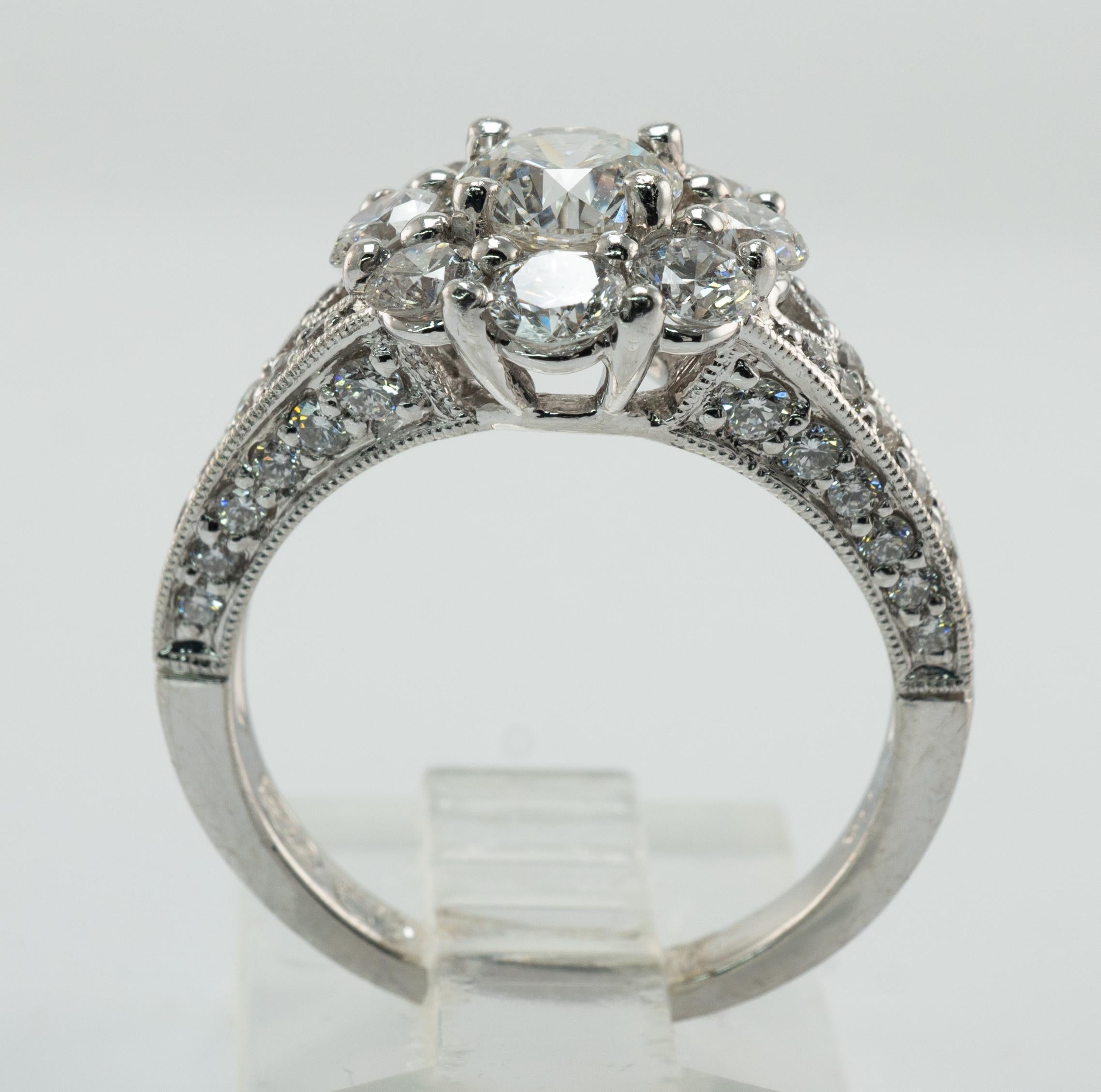 Natural Diamond Ring 14K White Gold Band Halo Engagement Wedding 2.00 TDW For Sale 5